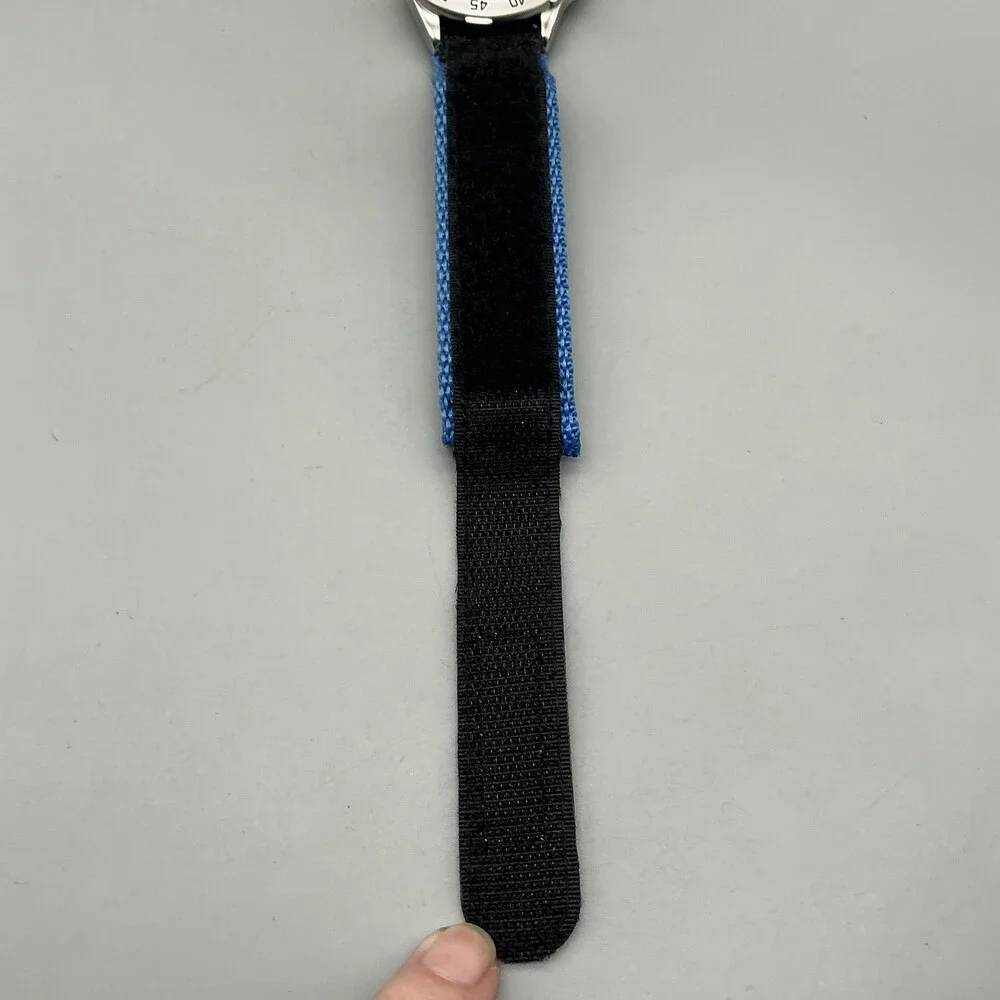 Acer Boys Watch 38mm Blue Dial Silver Tone Black Nylon Strap New Battery